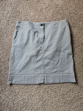 Talbots Gray White Striped Denim Skirt Size 12